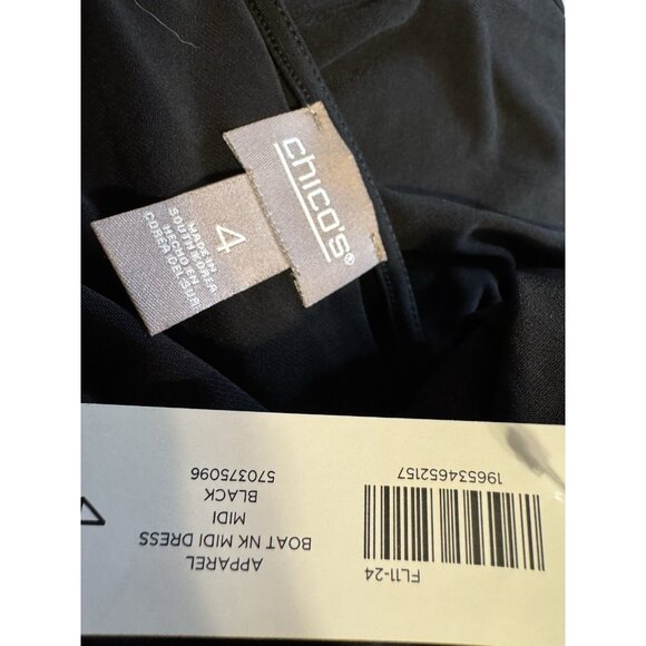 Chicos Shift Dress 4 XL Black Washable Kimono Short Sleeve Washable NEW - Picture 5 of 10